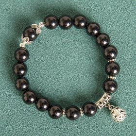 10MM Hollow Ball Korean Style Crystal Opal Beaded Bracelet (Color: Black)