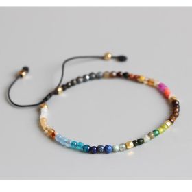 12 Constellation Lucky Stone 3MM Seven Chakra Bracelet (Option: B)